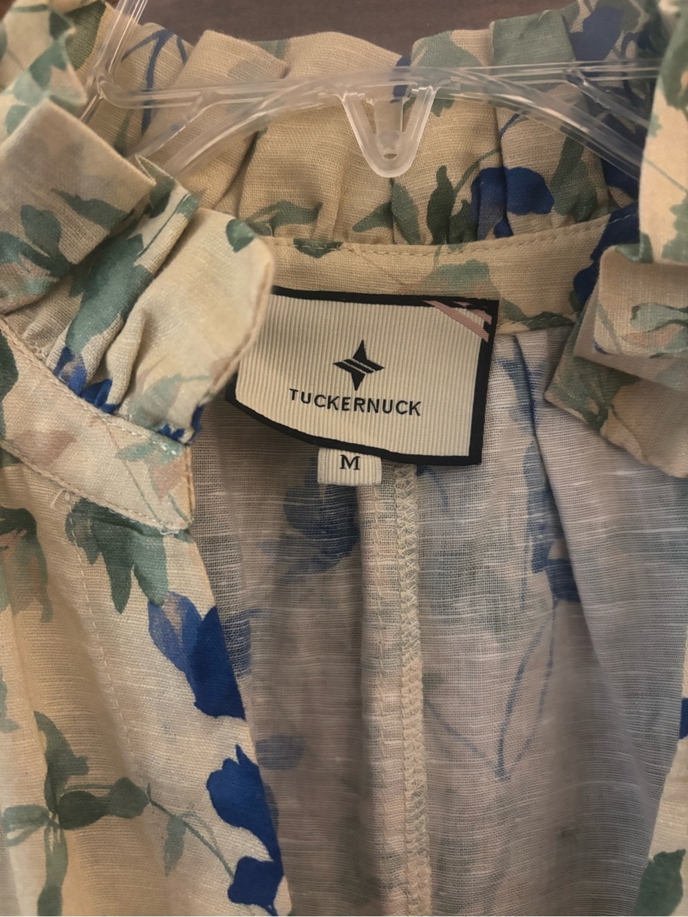 Tuckernuck Cream Dress with Blue and Green Floral Print - Picture 2 of 3